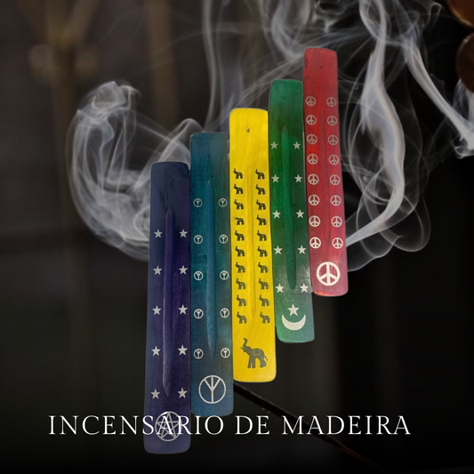 Incensário de Madeira Indie Carving Régua